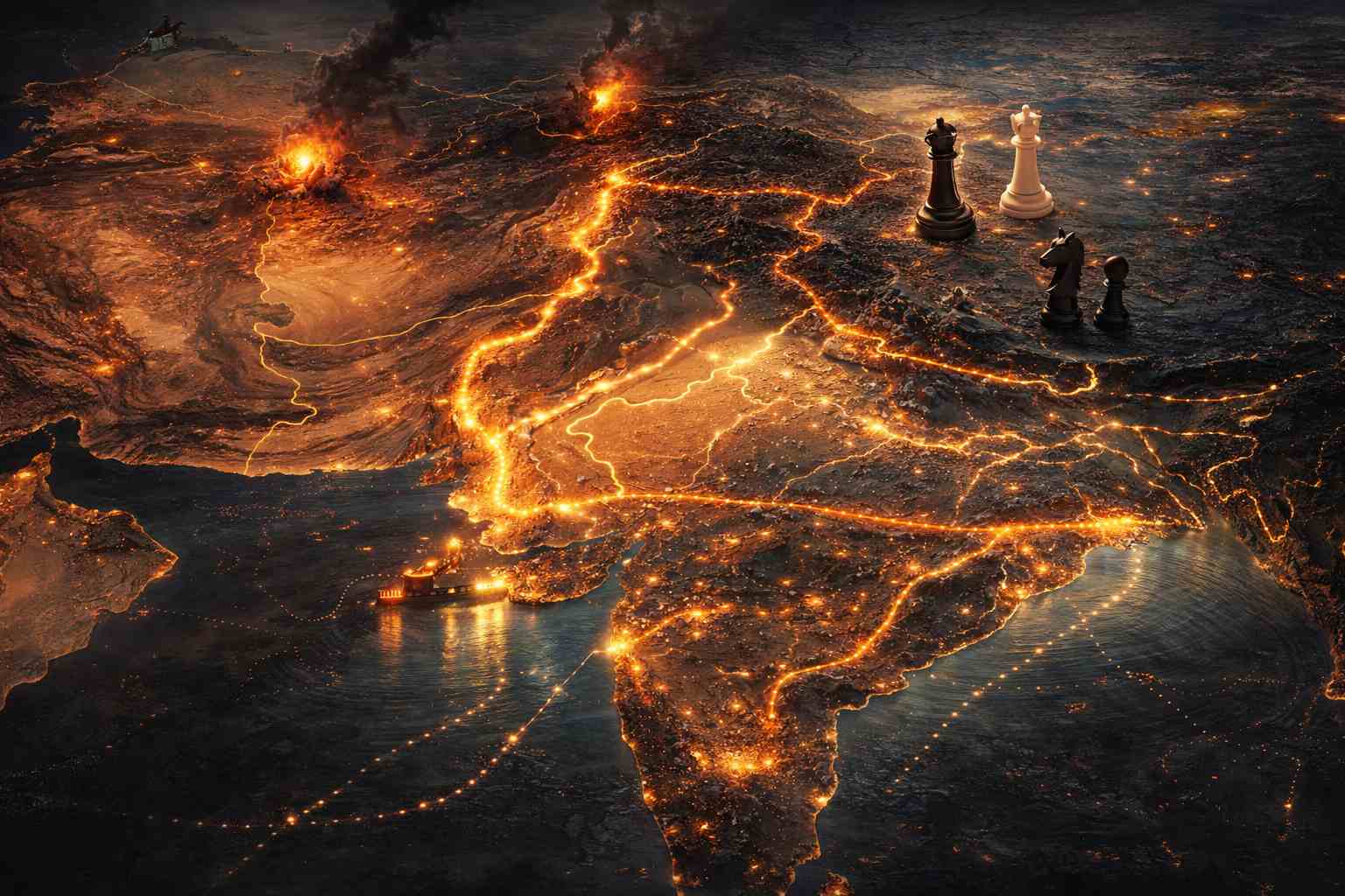 Global Order Re-Engineering map showing CPEC corridor, Gwadar port, and South Asia geopolitical tensions