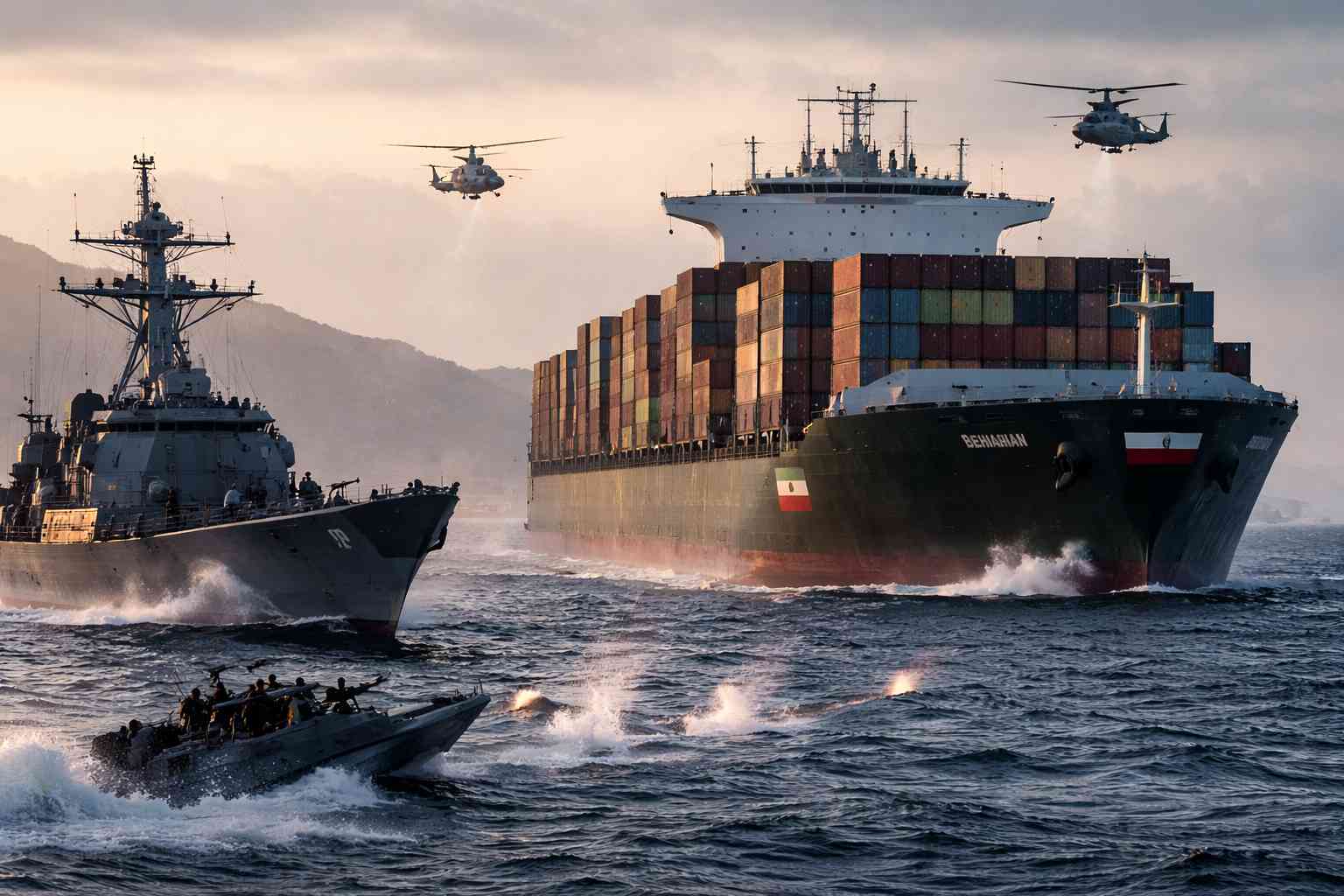 U.S. seizes Iranian cargo ship in Strait of Hormuz crisis, triggering retaliation threats, oil price surge, and fears of wider Middle East conflict.