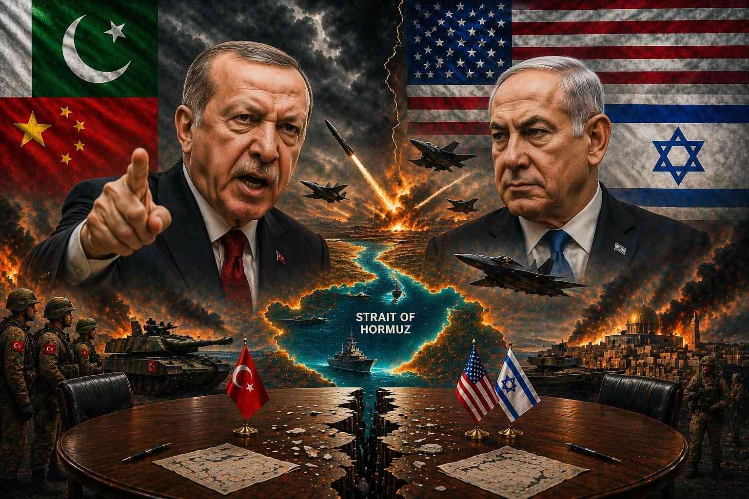 Turkey Israel conflict escalation showing Erdogan and Netanyahu amid rising Middle East war tensions