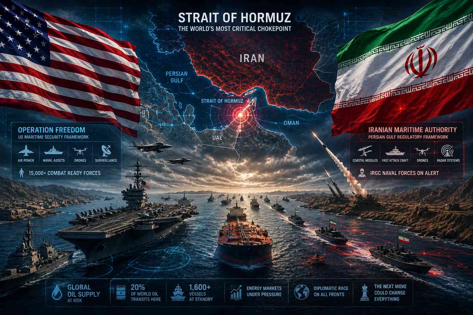 Operation Freedom Iran crisis Strait of Hormuz military tensions