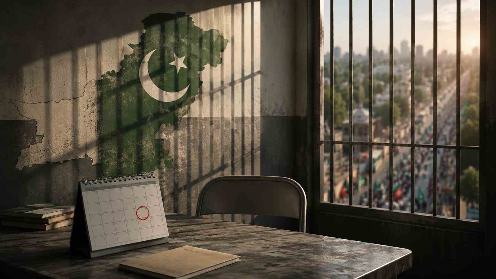 PTI August 5 protest symbolised by a jail calendar and Pakistan map