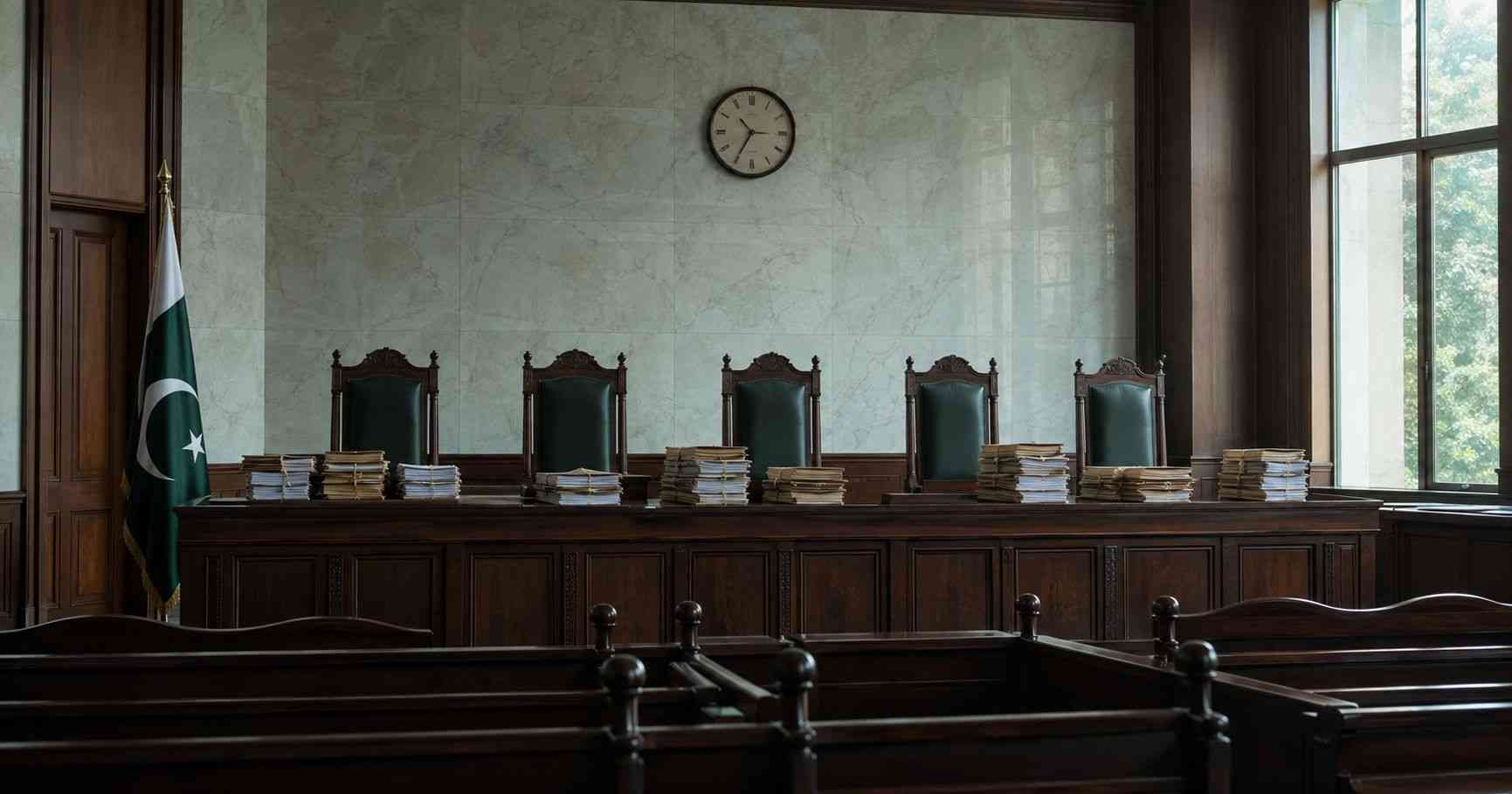 Pakistan high court judges appointments delay shown by an empty courtroom bench
